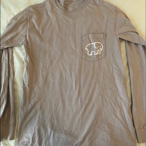 Ivory Ella Long Sleeve T-Shirt size small tan and blue design